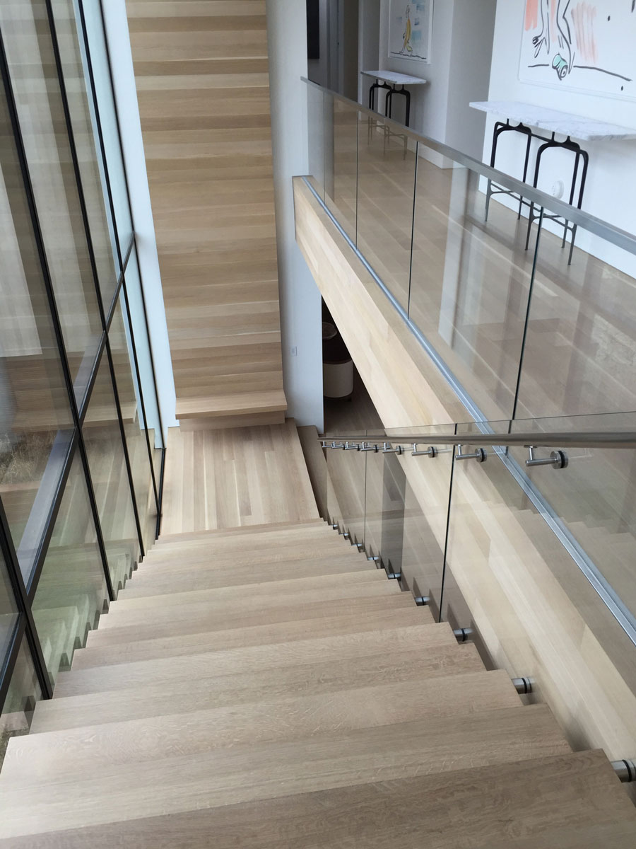 natural wood staircase