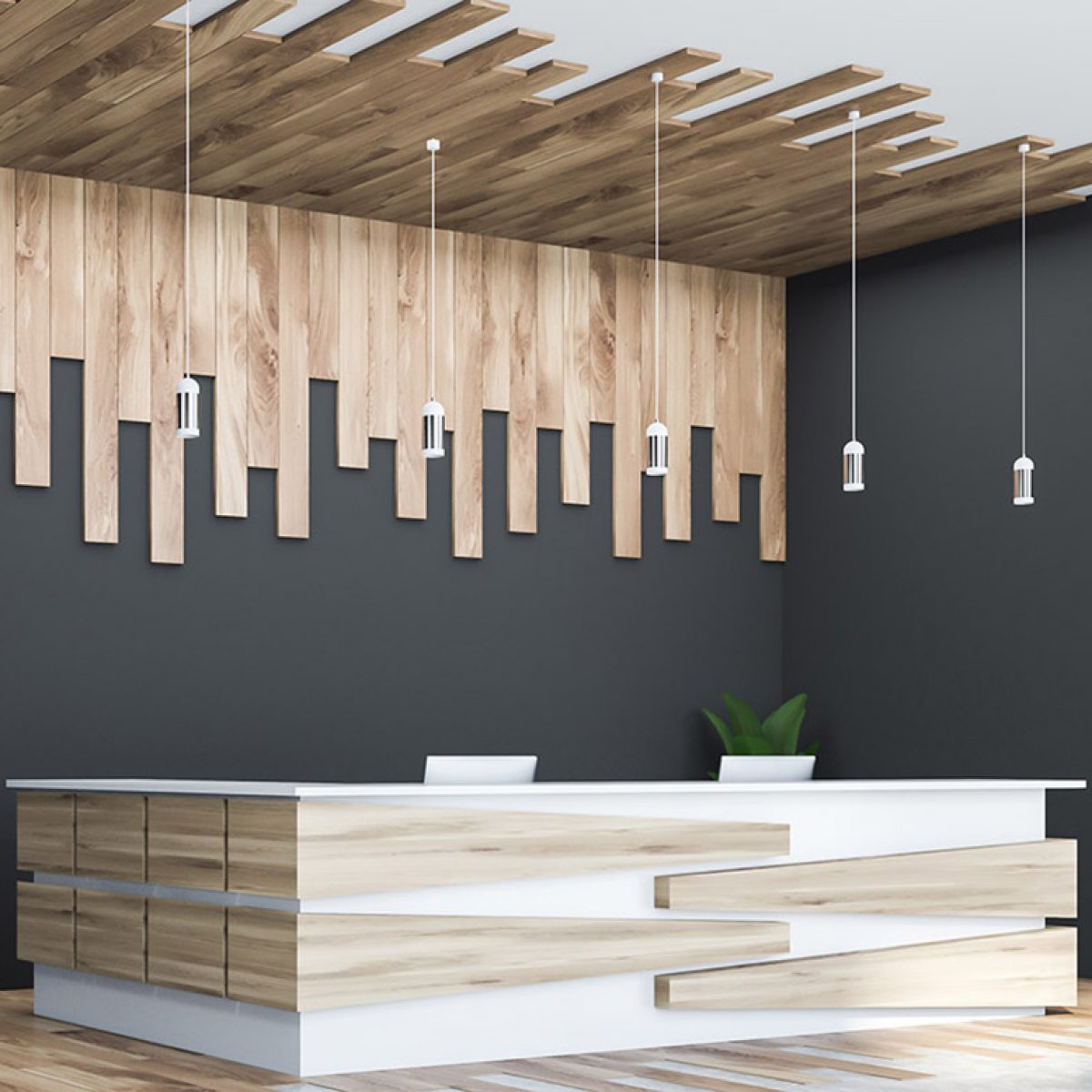 Office with Various Brown Wood